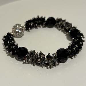 Black Crystal Beaded Magnetic Clasp Bracelet